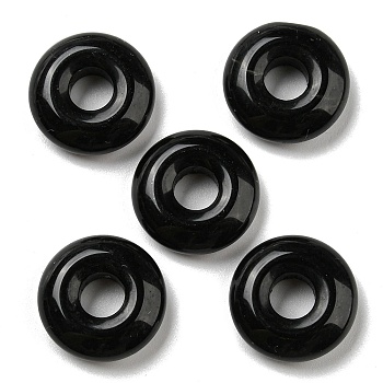 Natural Obsidian Pendants, Donut/Pi Disc Charms, 18~18.5x6mm, Hole: 5.5~6mm