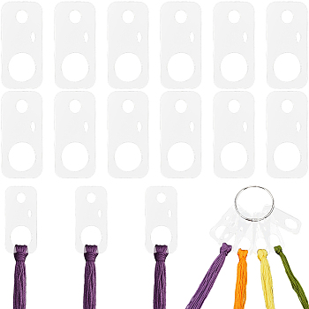 3 Bags Acrylic Thread Winding Boards, with 1Pc Iron Loose Leaf Book Binder Hinged Rings, for Cross Stitch Embroidery Cotton Thread Craft DIY Sewing Storage, Rectangle, 60x29x2mm