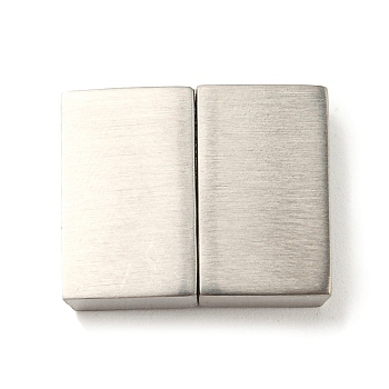 304 Stainless Steel Magnetic Clasps with Glue-in Ends, Rectangle, Stainless Steel Color, 21x16.5x4.5mm, Hole: 2.5x15mm