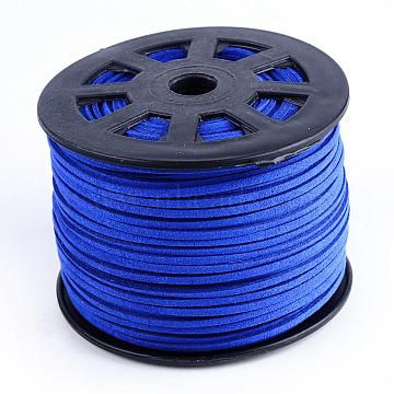 Faux Suede Cords, Faux Suede Lace, Blue, 1/8 inch(3mm)x1.5mm, about 100yards/roll(91.44m/roll), 300 feet/roll(LW-S028-55)