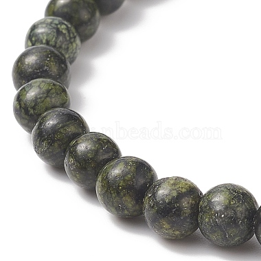 Natural Serpentine Round Beaded Stretch Bracelet(BJEW-JB07554-02)-2