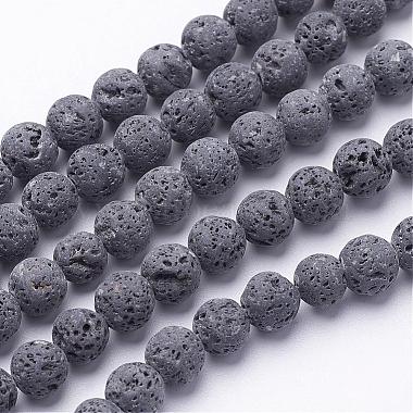12mm Black Round Lava Beads