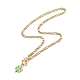 Ожерелье с подвеской в виде клевера из сплава эмали с латунными цепочками для женщин(NJEW-JN04087)-5