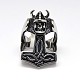 Personalized 304 Stainless Steel Skull with Thor's Hammer Wide Band Rings for Men(RJEW-F018-05)-1