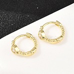 Heart Brass Micro Pave Clear Cubic Zirconia Hoop Earrings, Real 18K Gold Plated, 11x12.5x4mm(EJEW-D348-26G)
