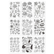 Globleland 9 Sheets 9 Style PVC Plastic Stamps, for DIY Scrapbooking, Photo Album Decorative, Cards Making, Stamp Sheets, Floral & Food Pattern, Mixed Patterns, 16x11x0.3cm, 1 sheet/style(DIY-GL0002-84D)