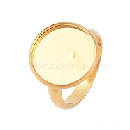 Adjustable 304 Stainless Steel Finger Rings Components, Pad Ring Base Findings, Flat Round, Real 18K Gold Plated, Tray: 14mm, Inner Diameter:  17~19mm(X-STAS-L193-G-14mm)