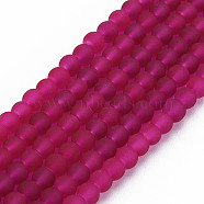 Transparent Glass Bead Strands, Frosted, Round, Medium Violet Red, 4mm, Hole: 1.1~1.6mm, about 200pcs/strand, 31.4 inch(X-GLAA-S031-4mm-39)