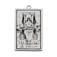 201 Stainless Steel Pendants, Laser Engraved Pattern, Tarot Card Pendants, The Chariot VII, 40x24x1mm, Hole: 2mm(STAS-S105-LA211-5)