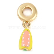 Rack Plating Brass Enamel European Dangle Charms, Fruit Large Hole Pendants, Real 18K Gold Plated, Long-Lasting Plated, Cadmium Free & Lead Free, Colorful, 26mm, Hole: 4.5mm(KK-P287-26G)