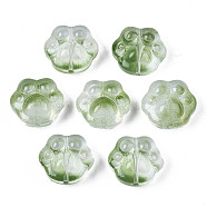 Transparent Spray Painted Glass Beads, Bear Paw, Dark Sea Green, 13.5x15x8.5mm, Hole: 1mm(GLAA-S054-013E)