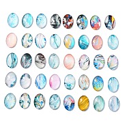 Glass Cabochons, Oval, Mixed Color, 25x18x5mm, 40pcs/set(GLAA-WH0036-06)