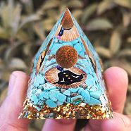 Orgonite Pyramid Resin Energy Generators, Reiki Synthetic Turquoise Chips Inside for Home Office Desk Decoration, Colorful, 50mm(WG24119-03)