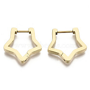 304 Stainless Steel Huggie Hoop Earrings, Star, Real 18K Gold Plated, 18x18.5x2mm, Pin: 0.8mm(STAS-R115-23G)