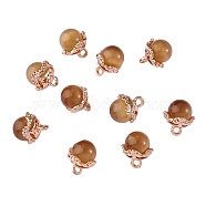 10Pcs Gemstone Charm Pendant Crystal Quartz Healing Natural Stone Pendants Buckle for Jewelry Necklace Earring Making Cra, Olive Drab, 9.5mm, Hole: 2.5mm(JX599J)