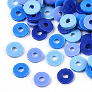 Handmade Polymer Clay Beads, Heishi Beads, for DIY Jewelry Crafts Supplies, Disc/Flat Round, Dark Blue, 6x1mm, Hole: 2mm, about 26000pcs/1000g(CLAY-T019-02B-31)