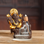 Ceramic Backflow Incense Burners, Ganesha Incense Holders, Home Office Teahouse Zen Buddhist Supplies, Gold, 100x55x115mm(PW-WG95022-01)