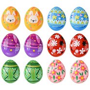 12Pcs 6 Colors Easter Cartoon Opaque Resin Cabochons, Easter Egg, Mixed Color, 24.5x19x8.5mm, 2pcs/color(RESI-FS0001-56)