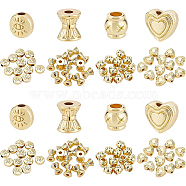 BENECREAT 48Pcs 4 Style Alloy Beads, Mix-shaped, Real 18K Gold Plated, 5.5~7x6~8x3~6mm, Hole: 1.5~3mm, 12pcs/style(FIND-BC0002-72)