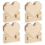 WADORN&reg 4 Sets Zinc Alloy Bag Twist Lock Accessories, for DIY Bag Purse Hardware Accessories, Heart, Light Gold, 2.05~3.55x3.7~4x0.75~1.5cm(FIND-WR0004-31)