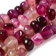 Natural Agate Beads Strands, Dyed & Heated, Nuggets, Tumbled Stone, Pale Violet Red, 6.5~13x10~13x1.5~11mm, Hole: 1.6mm, about 22pcs/strand, 7.20~7.72''(18.3~19.6cm)(G-H295-B01-11)