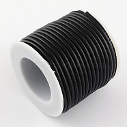 Imitation Leather Round Cords with Cotton Cords inside, Black, 3mm, about 8.74 yards(8m)/roll(LC-R008-01)