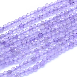 Natural Amethyst Beads Strands, Faceted, Round, 2mm, Hole: 0.6mm, about 212pcs/strand, 15.35 inch(39cm)(G-I279-E04-01)