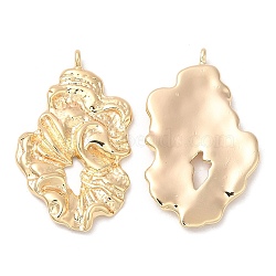 Brass Pendants, Nickel Free, Flower Charm, Real 18K Gold Plated, 26.5x15.5x2.5mm, Hole: 1mm(KK-C028-34G)