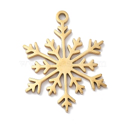 Christmas Theme 304 Stainless Steel Pendants, Laser Cut, Real 18K Gold Plated, Snowflake, 23x17.5x1mm, Hole: 1.5mm(STAS-R003-04G-05)