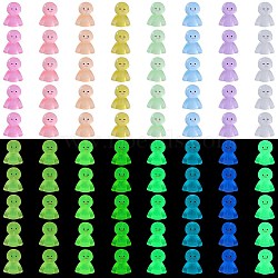 80Pcs 8 Colors Luminous Resin Doll Ornaments, Glow in the Dark, Micro Landscape Display Decoration, Mixed Color, 9x13.5~14x16~16.5mm, 10pcs/color(RESI-SZ0003-49)