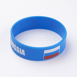 Silicone Wristbands Bracelets, Cord Bracelets, Russia, Blue, 8 inch(20.2cm), 19x2mm(X-BJEW-K168-01K)