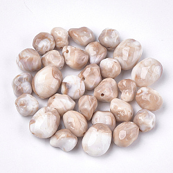 Acrylic Beads, Imitation Gemstone Style, Nuggets, Tan, 10~18x9~13x7~11mm, Hole: 1.5mm(OACR-S029-019J)