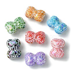 UV Plating Opaque Acrylic Beads, Bowknot, Mixed Color, 18x25x10.5mm, Hole: 2mm(OACR-B017-02)