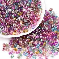 Baking Paint Transparent Glass Seed Beads, Silver Lined, Peanut, Mixed Color, 5.5~6.5x3.5~4x3~3.5mm, Hole: 1.2~1.4mm, about 500pcs/50g(X-SEED-N006-05)