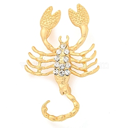 Golden Zinc Alloy with Rhinestone Brooches, Twelve Constellations, Scorpio, 55x35x9mm(JEWB-B018-03G-08)