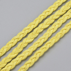Braided Faux Suede Cord, Faux Suede Lace, Yellow, 7x3mm, about 45yards/bundle(LW-Q008-2.7mm-1063)
