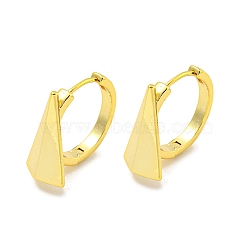 Brass Hoop Earrings, Triangle, Real 18K Gold Plated, 16.5x9mm(EJEW-L211-007G)