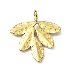 Ion Plating(IP) 304 Stainless Steel Pendants, Real 18K Gold Plated, Leaf, 18x16x1.5mm, Hole: 2mm(STAS-B058-29G-03)
