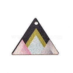 Geometric Alloy Sheet Printed Pendant Earrings Accessories, Triangle, 19.5x22x0.5mm, Hole: 1.6mm(PALLOY-E139-01G-05)