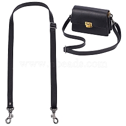 Leather Bag Strap, with Zinc Alloy Clasp, for Bag Replacement Accessories, Black, 75.5~133.5x1.85cm(PURS-WH0005-46B-01)