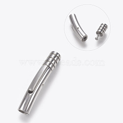 304 Stainless Steel Bayonet Clasps, Stainless Steel Color, 29x5mm, Hole: 3mm(STAS-A035H-3P)