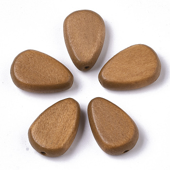 Painted Natural Wood Beads, Teardrop, Peru, 18x12x5.5mm, Hole: 1.5mm