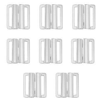 8Pcs Alloy Bikini Clips, Bra Clasp Replacement Part, Lingerie Snap Closure, Platinum, 37x29x4mm, Hole: 4mm and 25x3.5mm