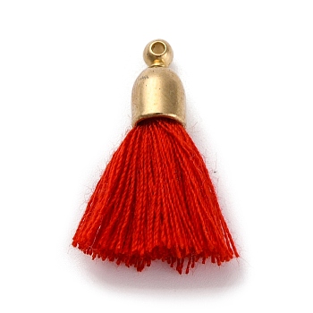 Cotton Pendants, with CCB Plastic Finding, Tassl, Red, 24.5~30x6mm, Hole: 1.4mm