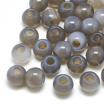 Natural Grey Agate Beads, Large Hole Beads, Rondelle, 14x12mm, Hole: 5.5mm