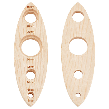 Wooden Doll Craft Eyes Tools, Horse Eye Shape, Blanched Almond, 140x45x15mm, Hole: 6~25&8~30mm