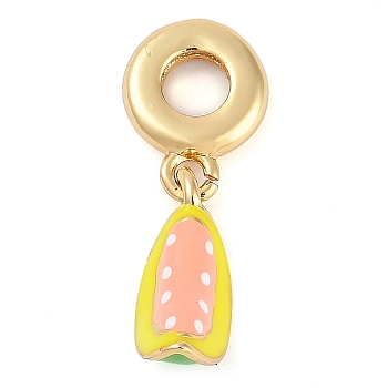 Rack Plating Brass Enamel European Dangle Charms, Fruit Large Hole Pendants, Real 18K Gold Plated, Long-Lasting Plated, Cadmium Free & Lead Free, Colorful, 26mm, Hole: 4.5mm