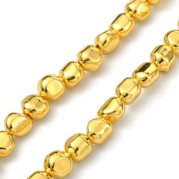 Synthetic Non-magnetic Hematite Beads Strands, Real 24K Gold Plated, Long-Lasting Plated, Oval, Golden Plated, 6~7x6~7x6~7mm, Hole: 0.8~0.9mm, about 64~65pcs/strand, 16.14~16.54 inch(41~42cm)