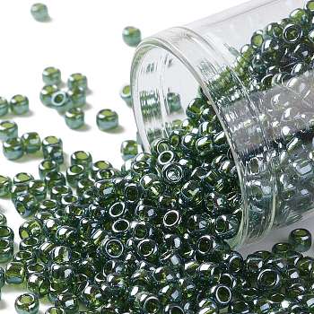 TOHO Round Seed Beads, Japanese Seed Beads, (119) Transparent Luster Olivine, 8/0, 3mm, Hole: 1mm, about 222pcs/10g