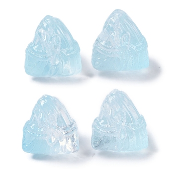 Baking Paint Glass Beads, Triangular Zongzi, Light Blue, 15.5~16x15x14mm, Hole: 1.2mm